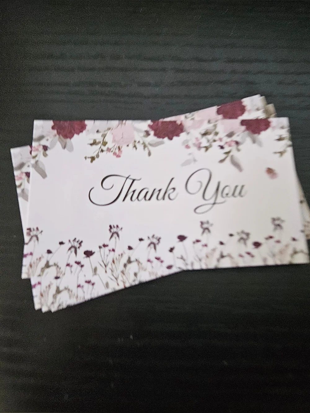 Red Pink Floral Thank You Cards